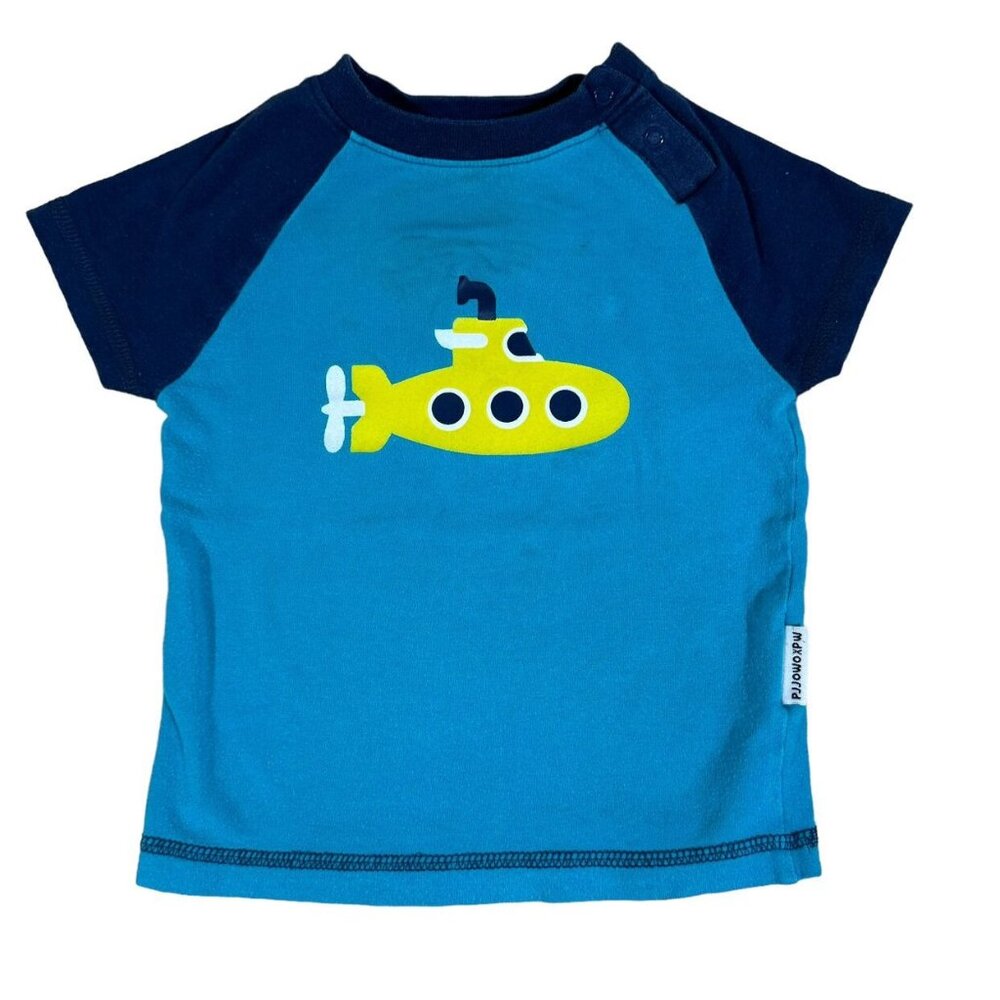Maxomorra Submarine T-Shirt Blue Size 80 12 Months
